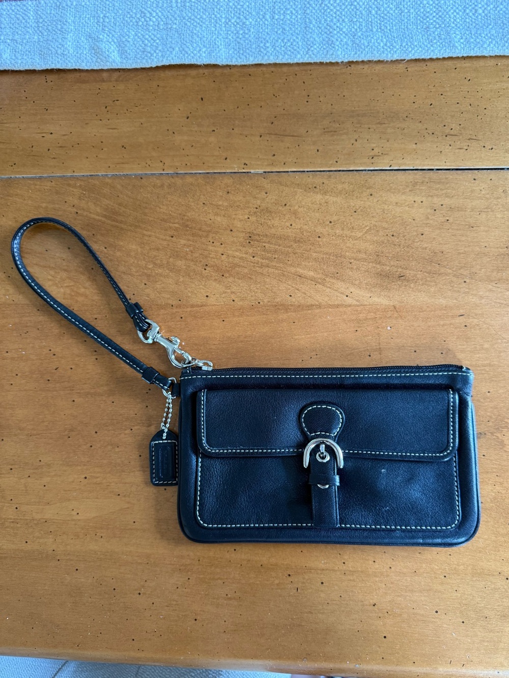Coach Leather Wristlet Clutch - Black
